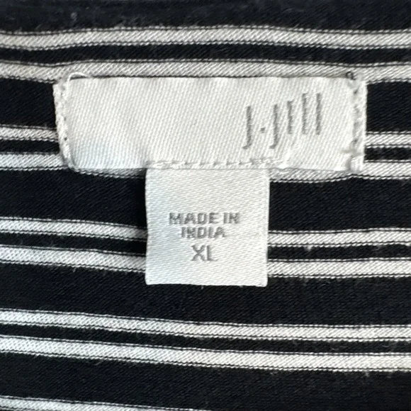 J. Jill Black Layered Striped Long Sleeve Top XL Womens Contrast Hem - Picture 3 of 8